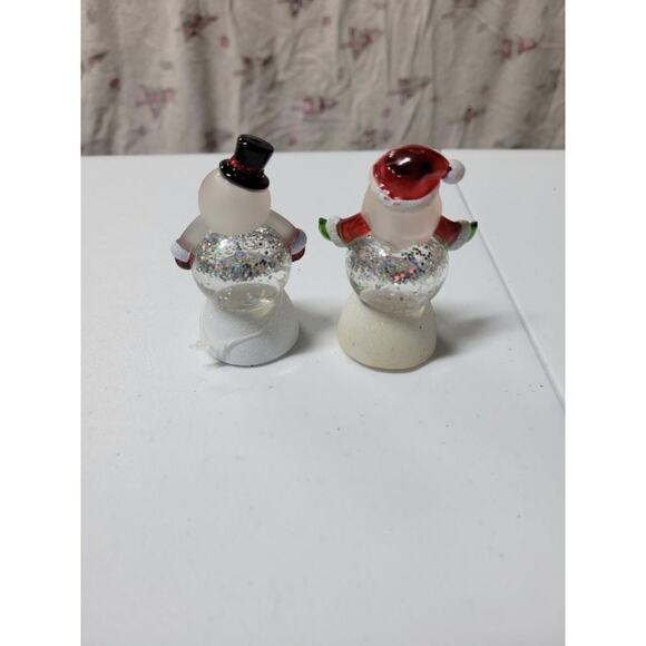 LED Lighted Color Changing Snowman & Santa Claus Christmas Snow Globe Glittering - Picture 2 of 6
